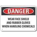 Decal, Danger Wear Face Shield, 10 x 7", Retroreflective Grade: Not Retroreflective