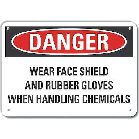 Decal, Danger Wear Face Shield, 10 x 7", Retroreflective Grade: Not Retroreflective