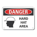 Decal, Danger Hard Hat Area, 14x10", Height: 10 in