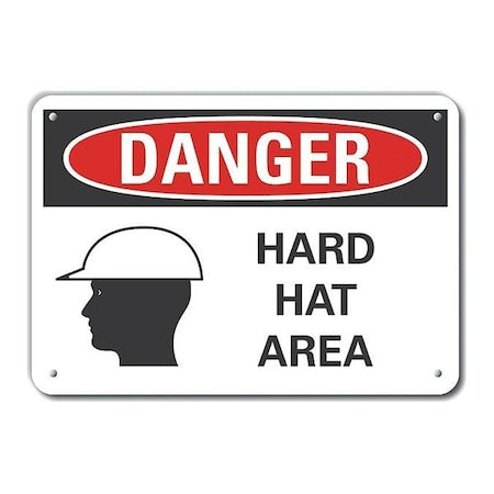 Decal, Danger Hard Hat Area, 14x10", Height: 10 in