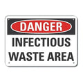 Reflective Infectious Waste Danger Sign, 10 in H, 14 in W, Horizontal Rectangle, LCU4-0448-RA_14X10