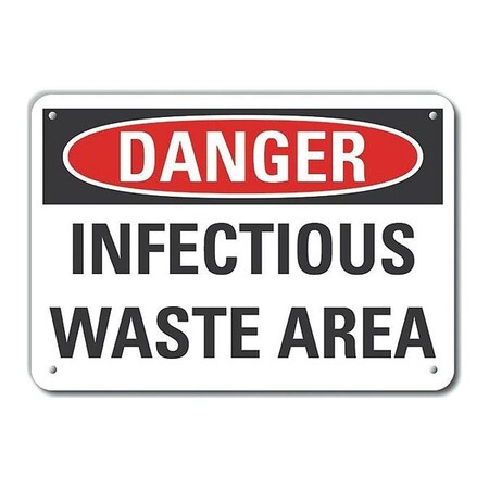 Reflective Infectious Waste Danger Sign, 10 in H, 14 in W, Horizontal Rectangle, LCU4-0448-RA_14X10