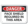 Alum Danger Face Shield, 10"x7", Legend Style: Text