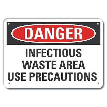Reflective Infectious Waste Danger Sign, 10 in H, 14 in W, Horizontal Rectangle, LCU4-0557-RA_14X10