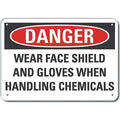 Decal, Danger Wear Face Shield, 14 x 10", Printed Language: English