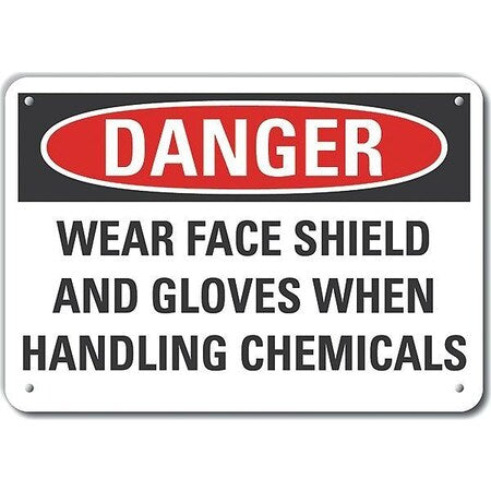 Decal, Danger Wear Face Shield, 14 x 10", Printed Language: English
