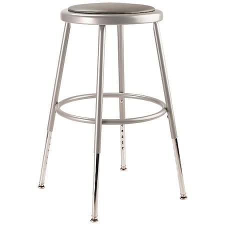 Round Stool, Height Range 19" to 27", Vinyl Gray