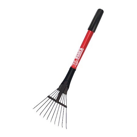 8 in Shrub Rake, 10 Tines, 27 in L Fiberglass Handle