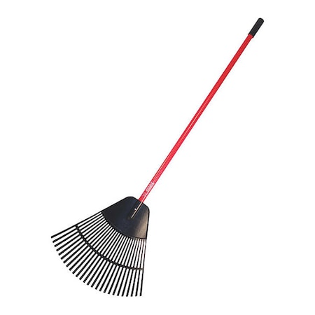 24 in Polypropylene Poly Leaf Rake, 26 Tines, 72 in L Fiberglass Handle