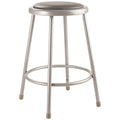 Round Stool, Height Range 24", Vinyl Gray