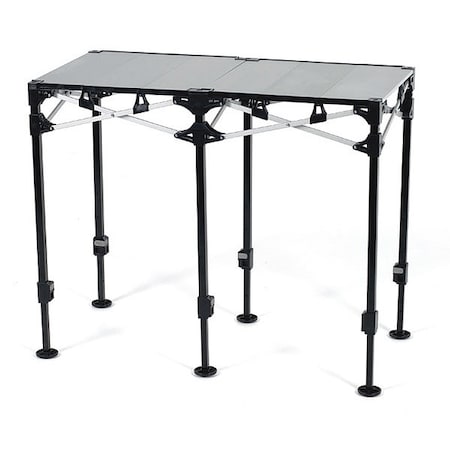 Rectangle Instant Table, 24" W, 48" L, Adjustable H, Aluminum Top, Silver
