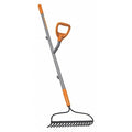 Bow Rake, 16 Tines, 55 in L Steel Handle