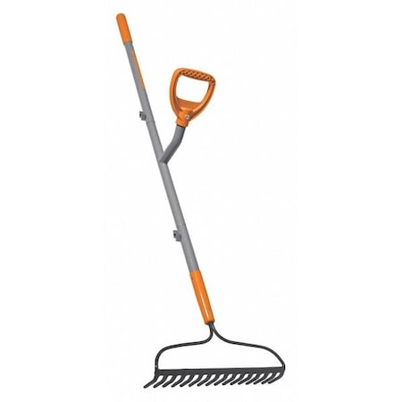 Bow Rake, 16 Tines, 55 in L Steel Handle