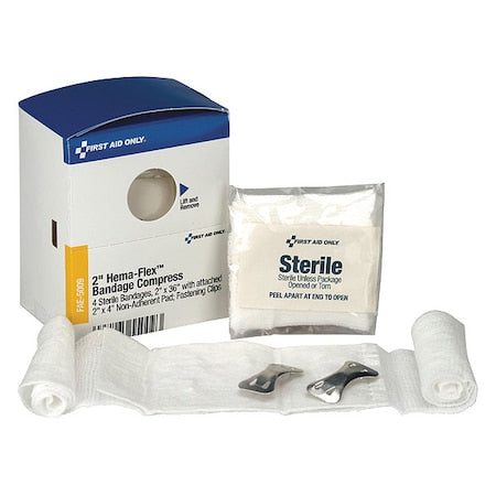 First Aid Kit Refill, 2" Hema-Flex Bandage Compress, 4 Per Box