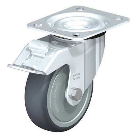Swivel Plate Cstr,TPR Rubber,4"",Brake