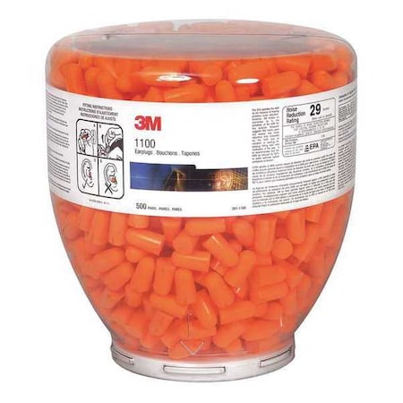 1100 Disposable Foam, Ear Plug Dispenser Refill, Bullet Shape, Orange Orange