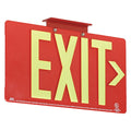 Photoluminescent Single-Face Exit Sign, Red, 100FT Viewing Distance