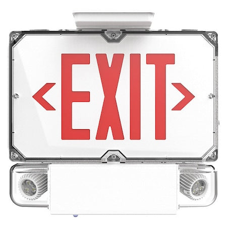 LED Industrial Emer Light/Exit Combo Dbl Face Red/White 6W 120-277v