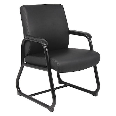 Heavy Duty Guest Chair, Black Back, 23 in W 24" L 34" H, Fixed, Vinyl Seat