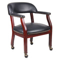 Ivy League Executive Chair, Black Back, 24 in W 26" L 31" H, Fixed, Vinyl Seat