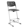 Square Stool with Backrest, Height 24"Black
