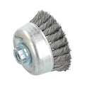 Cup Brush, 4"Dia., Carbon Steel Bristle