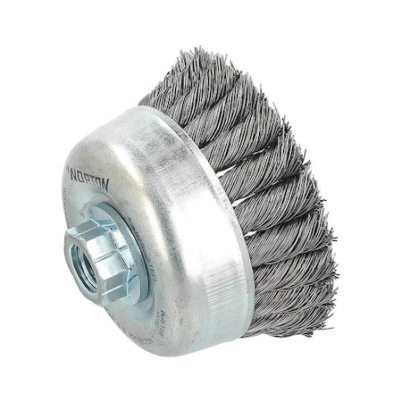 Cup Brush, 4"Dia., Carbon Steel Bristle