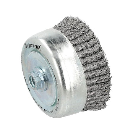 Cup Brush, 6"Dia., Carbon Steel Bristle