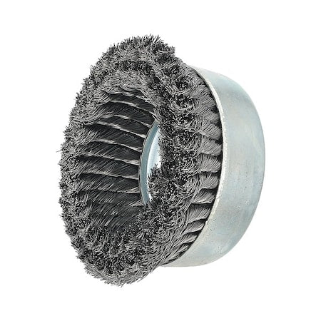 Cup Brush, 6"Dia., Carbon Steel Bristle