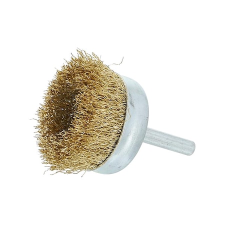 Cup Brush, 1 3/4"Dia., Brass Bristle