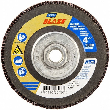 Flap Disc, Ceramic, Type 27, 4 1/2" dia