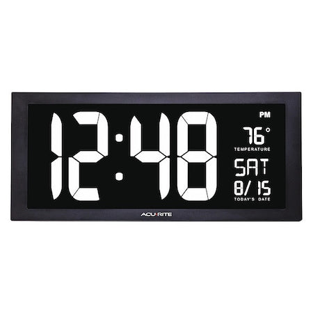 Jumbo Digit Calendar Clock W/ Indoor Temperature, 18", Silver