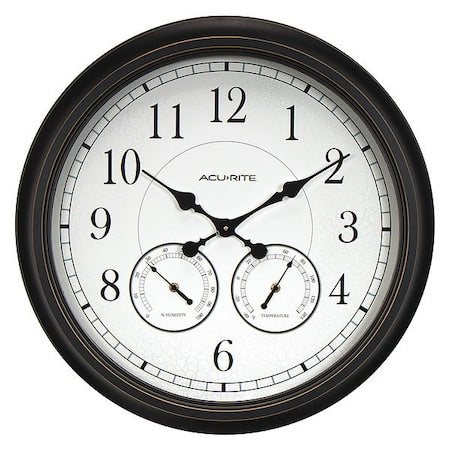 Weathered Black Wall Clock W/ Thermometer and Hygrometer, 24