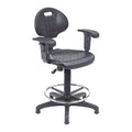 Stool with Backrest, Poly, 26 W, 26 L, 38-48 H, Polyurethane Top