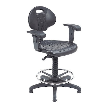 Stool with Backrest, Poly, 26 W, 26 L, 38-48 H, Polyurethane Top