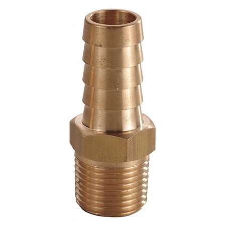 Hose Barb, 3/16 In Barb, 1/8 In MNPT, Brass