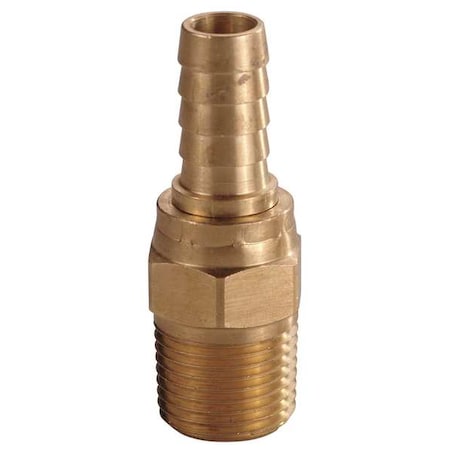 Hose Barb, 1/4 In Barb, 1/4 In MNPT, Brass