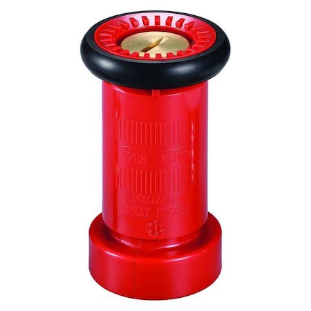 Fire Hose Nozzle, Adjustable Gallonage Nozzle, Fog Spray Pattern, 1 1/2 in Inlet Size, NPSH Thread