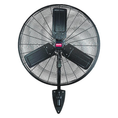 Light Duty Industrial Fan, Wall Mount, 24 in Blade Dia, 115V, 3,510/6,400 cfm, Oscillating