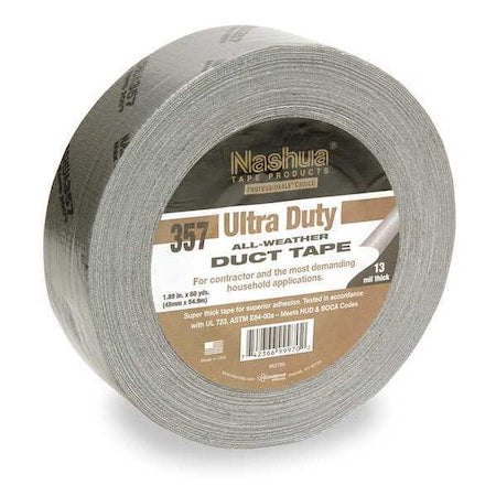 Duct Tape, Gray, 60 yd L, 1-7/8 in W