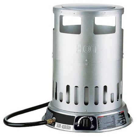 Portable Gas Floor Heater, Liquid Propane, Matchless Piezo, 50,000 to 80,000 BtuH, 15 7/8 in L