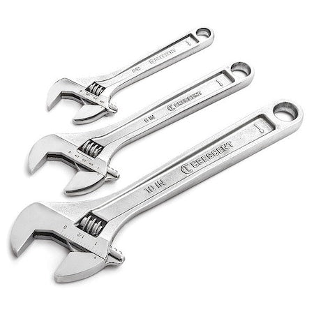 3 Piece Adjustable Wrench Set 6", 8" & 10"