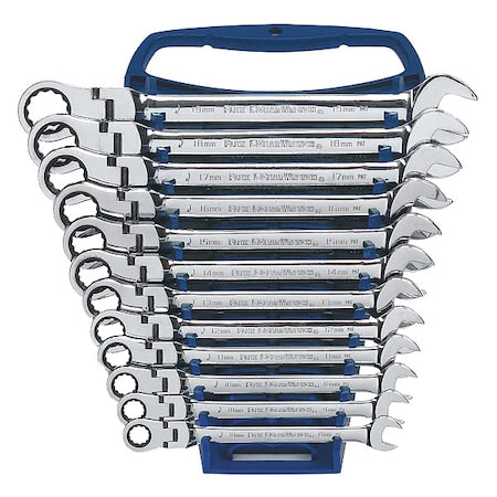 12 Piece 72-Tooth 12 Point Flex Head Ratcheting Combination Metric Wrench Set