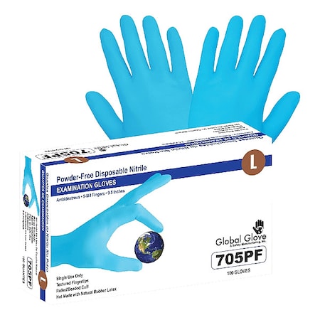 Disposable Gloves, 5 mil Palm, Nitrile, Powder-Free, XS, 100 PK, Blue