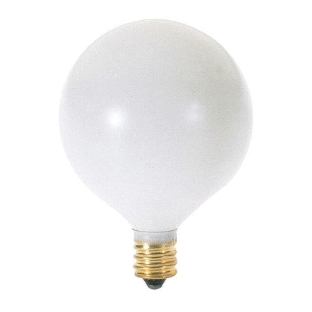 15 W G16 1/2 Incandescent - Satin White - 2500 Hours - 83L - Candelabra Base - 130V