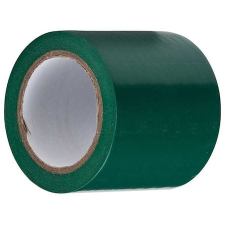 Aisle Marking Tape Vinyl, Adhesive: Pressure Sensitive Rubber Green, 4" W x 108 ft. L, 0.0055" Thick