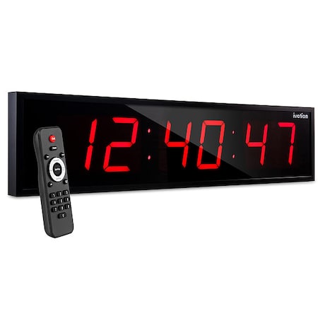 Digital Clock,LED,Rectangle,48"" W,Red