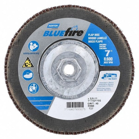 Flap Disc, Zirconia Alumina, 7" dia