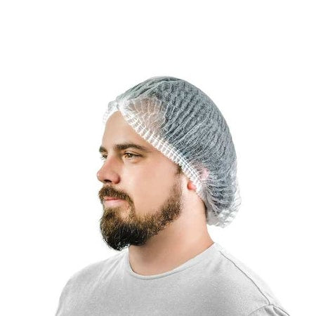 SMS Pleated Bouffant Cap, SMS, 21 in Dia., White, M, 1000 PK