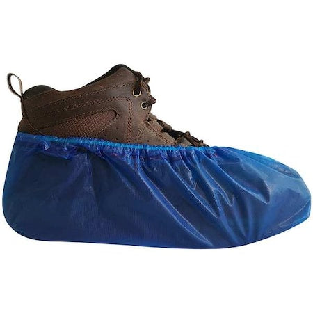 Disposable Shoe Covers, CPE, Blue, Slip Resistant Sole: Yes , Universal
